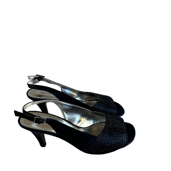 DAVID TATE WOMEN’S SATIN EMBELLISHED SLINGBACK DRESS PUMP SHOES SZ 9.5” WW - Picture 1 of 9